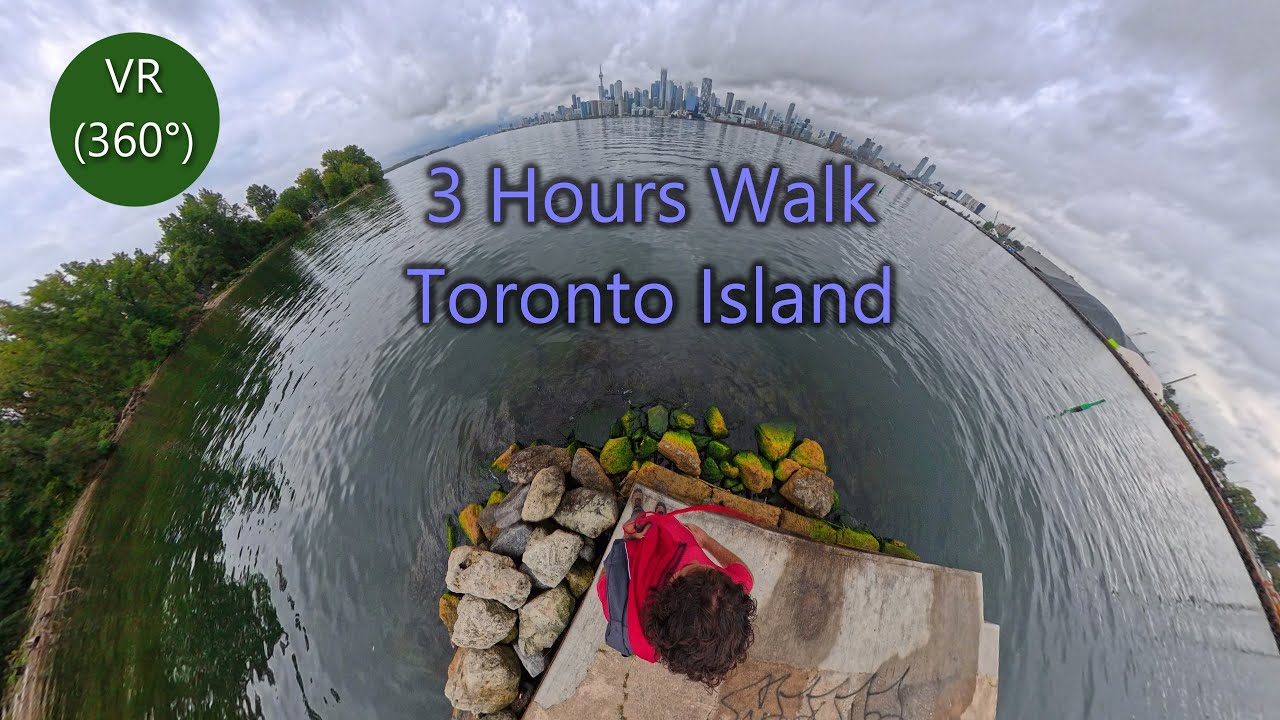 VR 360&deg; 3 Hours Walk on Toronto Centre Island in the Rain