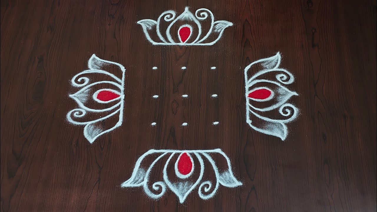 5&times;3dots easy rangoli|daily muggulu|thipkyanchi,festival rangoli|traditional rangoli#Rang kaa Rangoli