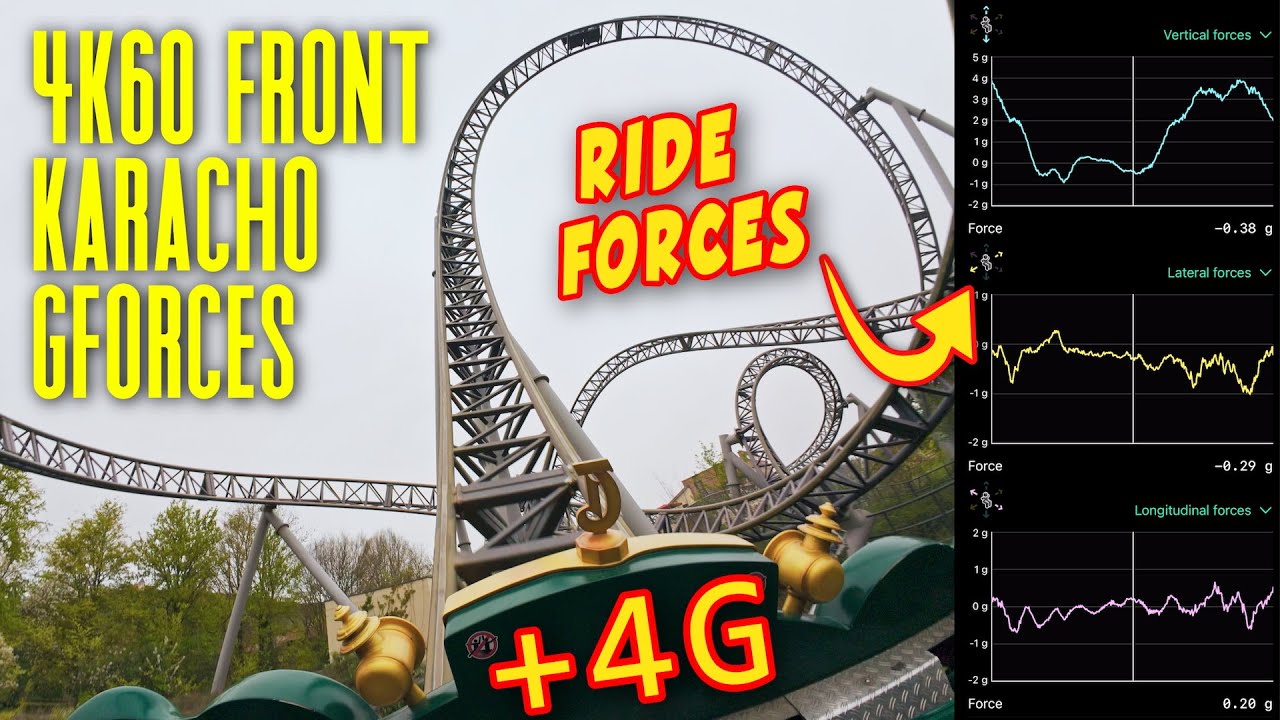 Karacho 4K60 G-Forces Front Row POV Onride | Ride Forces measurement of Launch Coaster in Tripsdrill