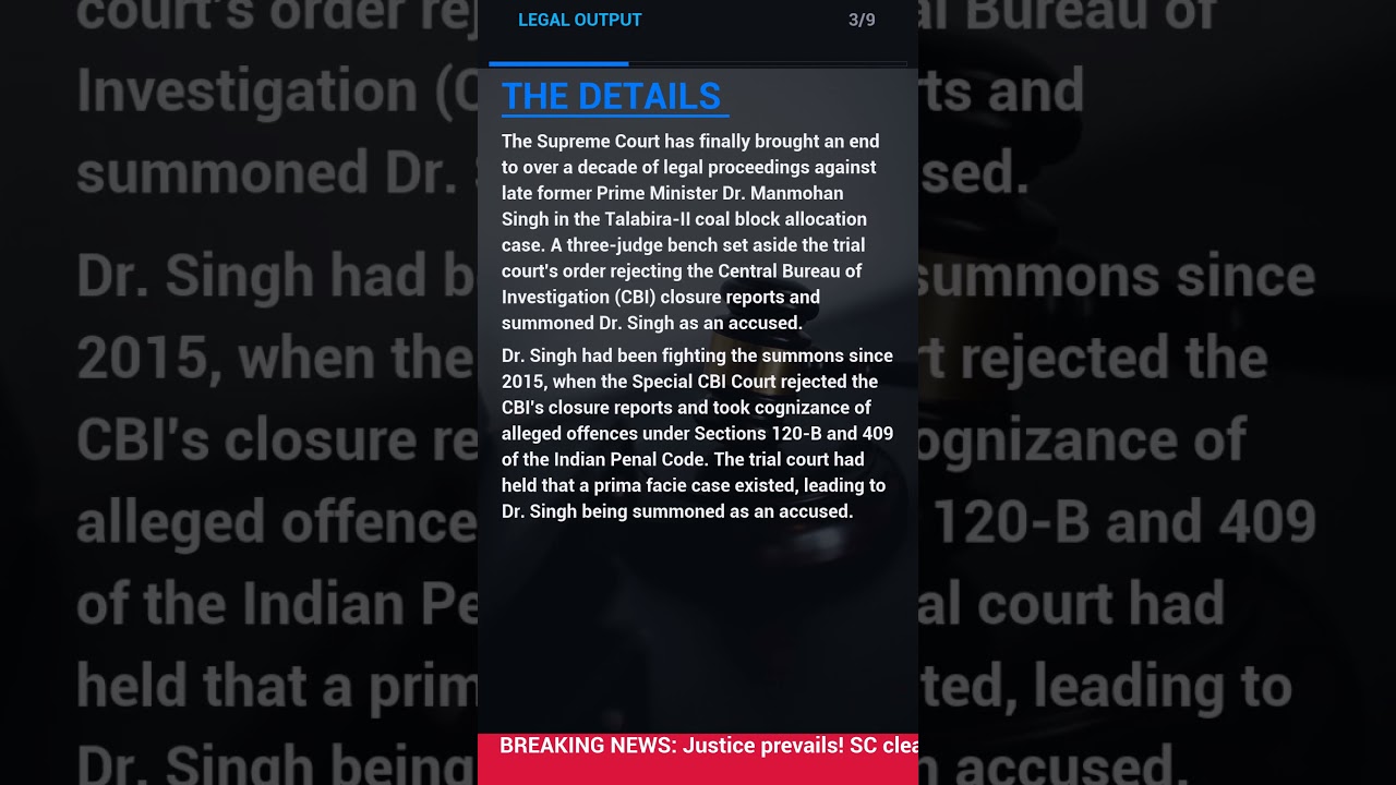 Justice prevails! SC clears late former PM Dr. Manmohan Singh of coal block allocation cha #shorts