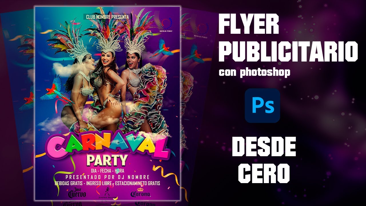 cómo CREAR FLYER de CARNAVAL en Photoshop 🔴 tutorial paso a paso