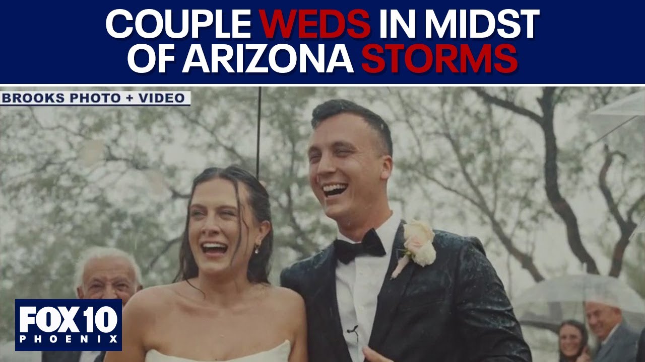 Rainy Wedding: Couple ties knot in heavy downpour in Arizona | FOX 10 Phoenix