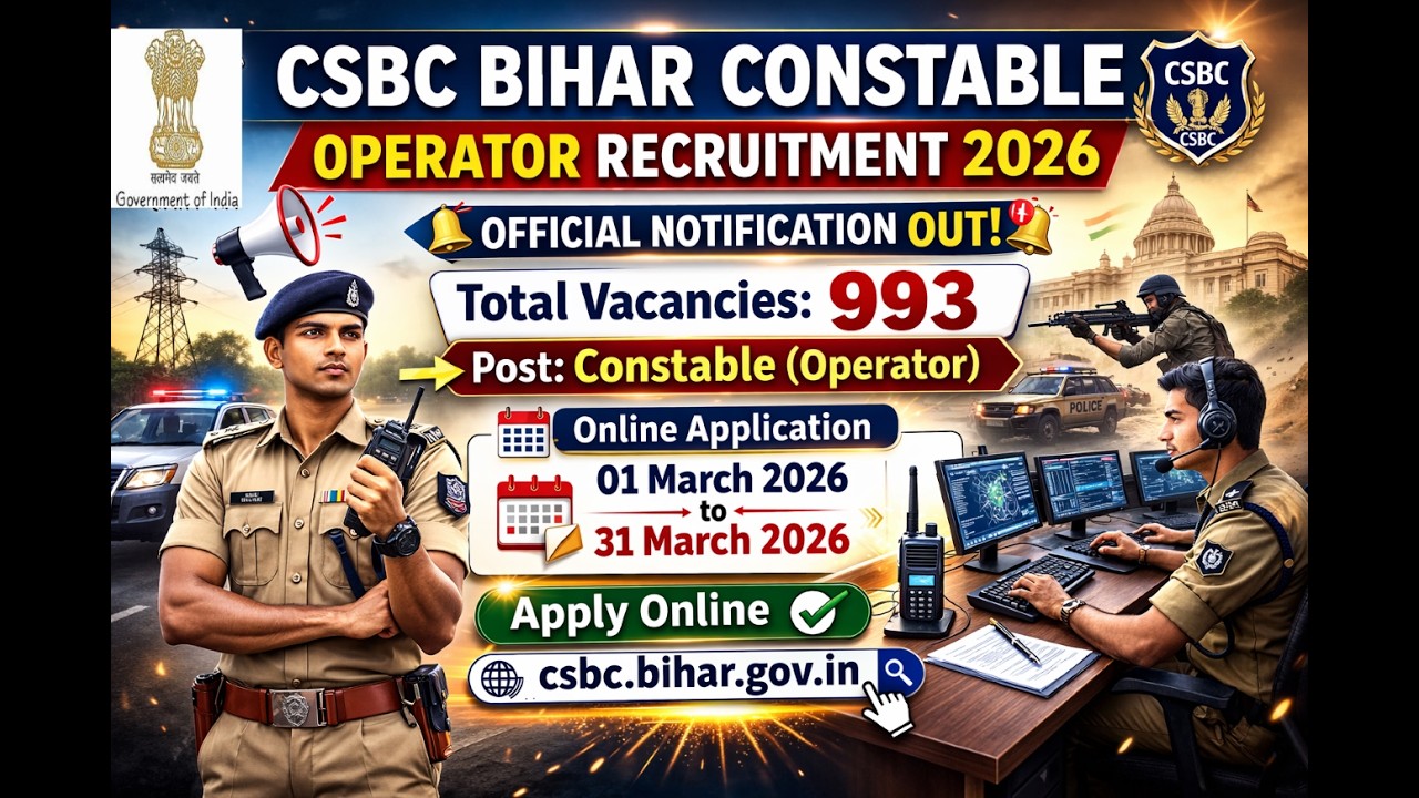 Bihar Police Constable(CSBC) Recruitment 2026, Online for 993 Posts #bihargovtjobs #govtjobs #job