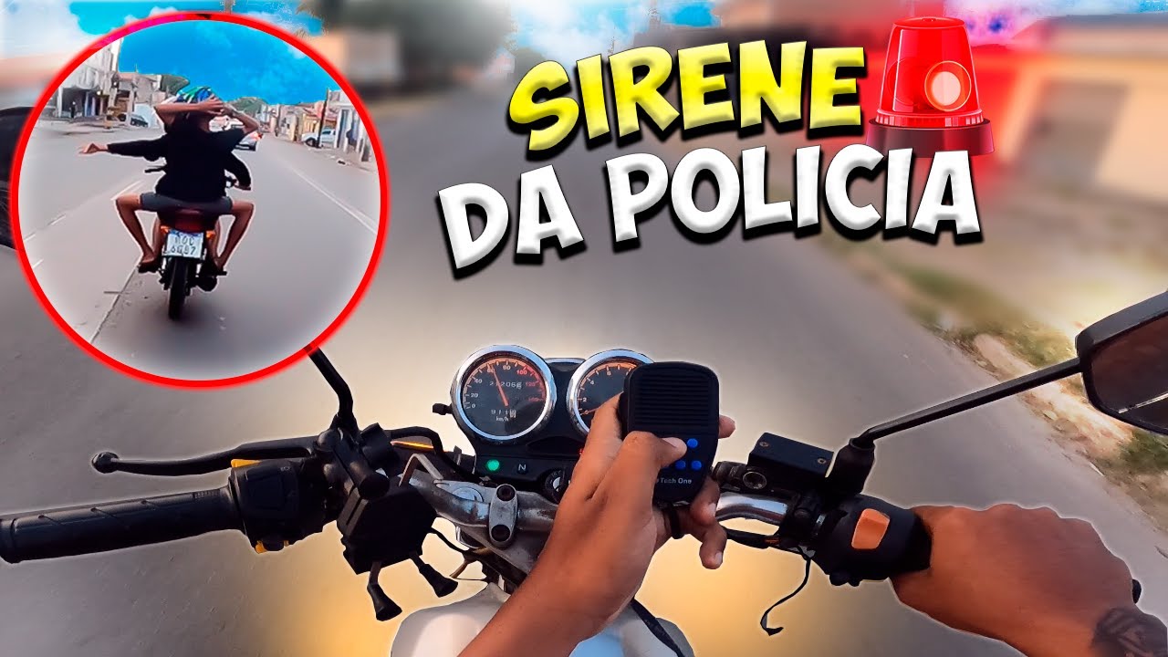 Coloquei SIRENE da POLICIA na minha MOTO-  FUI NA RUA DO GRAU🤣