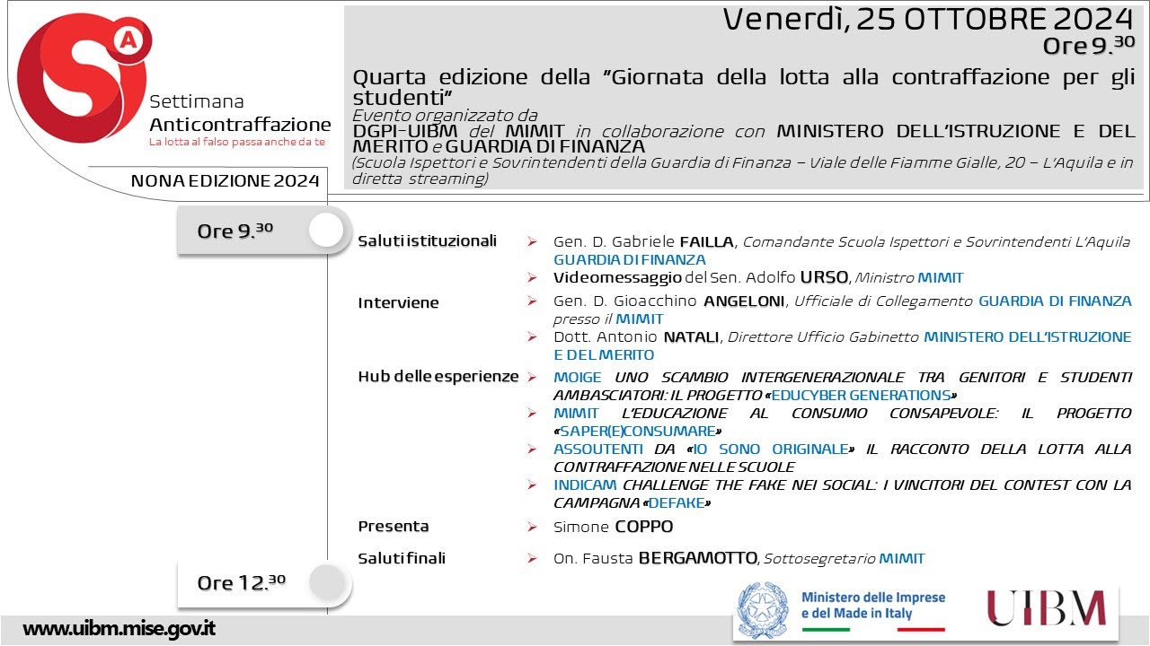 Quarta edizione della Giornata della lotta alla contraffazione per gli studenti