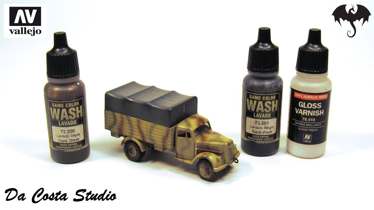 Tutorial - How to apply a simple and easy Wash on your model with Acrylicos Vallejo by Da Costa