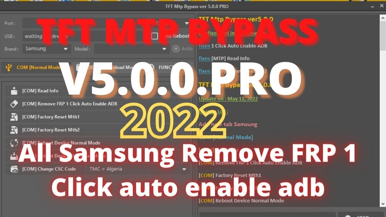 TFT Mtp Bypass ver5.0.0 Pro | how to unlock phone if forgot password | 1 Click Auto Enable ADB