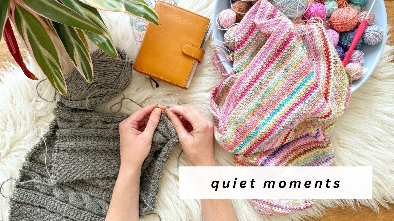 Crochet With Me - Quiet Vlog - Moby Sweater & Moss Stitch Blanket