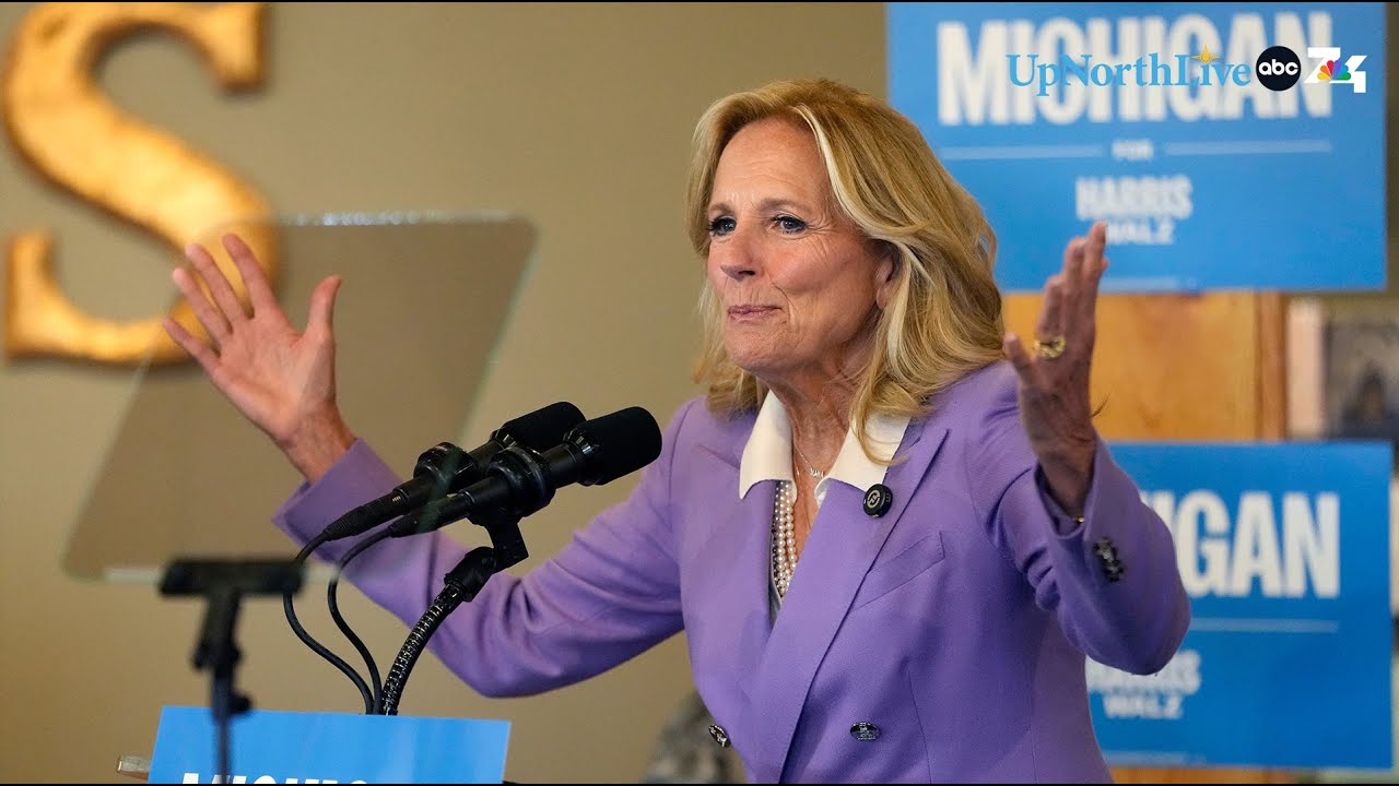 First Lady Jill Biden campaigns with Gwen Walz in Traverse City