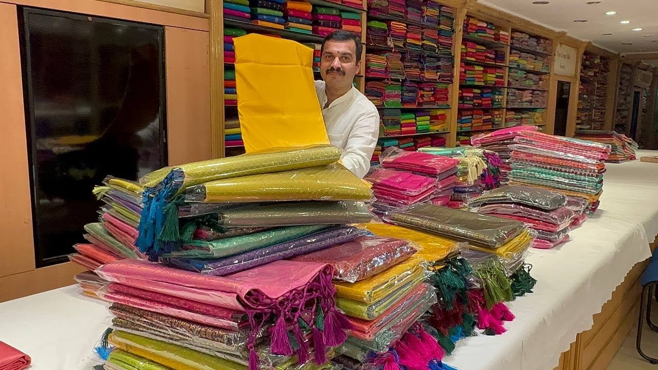 Bangalore Malleshwaram pure Banarasi softy silk sarees single saree courier available