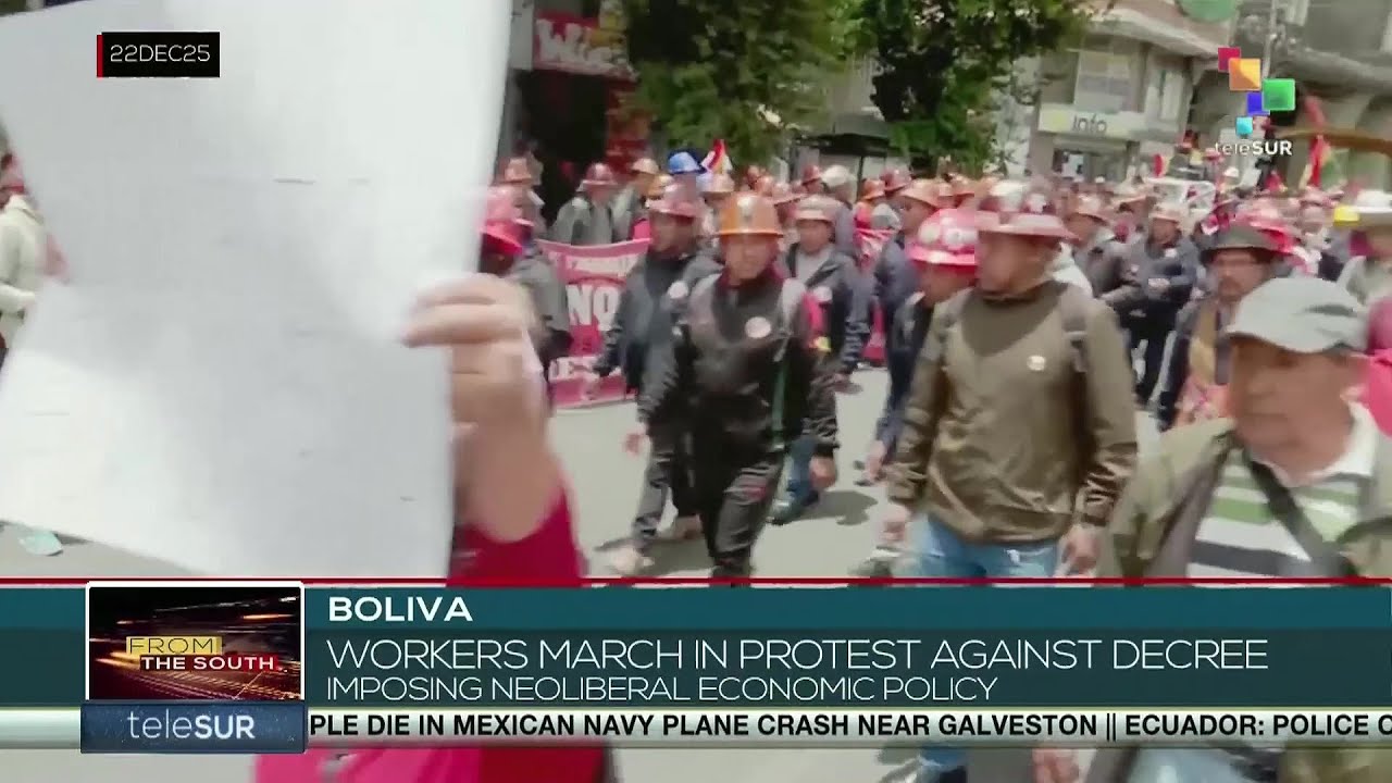 Рабочие в Боливии вышли на марш протеста против указа, вводящего неолиберальную экономическую пол...