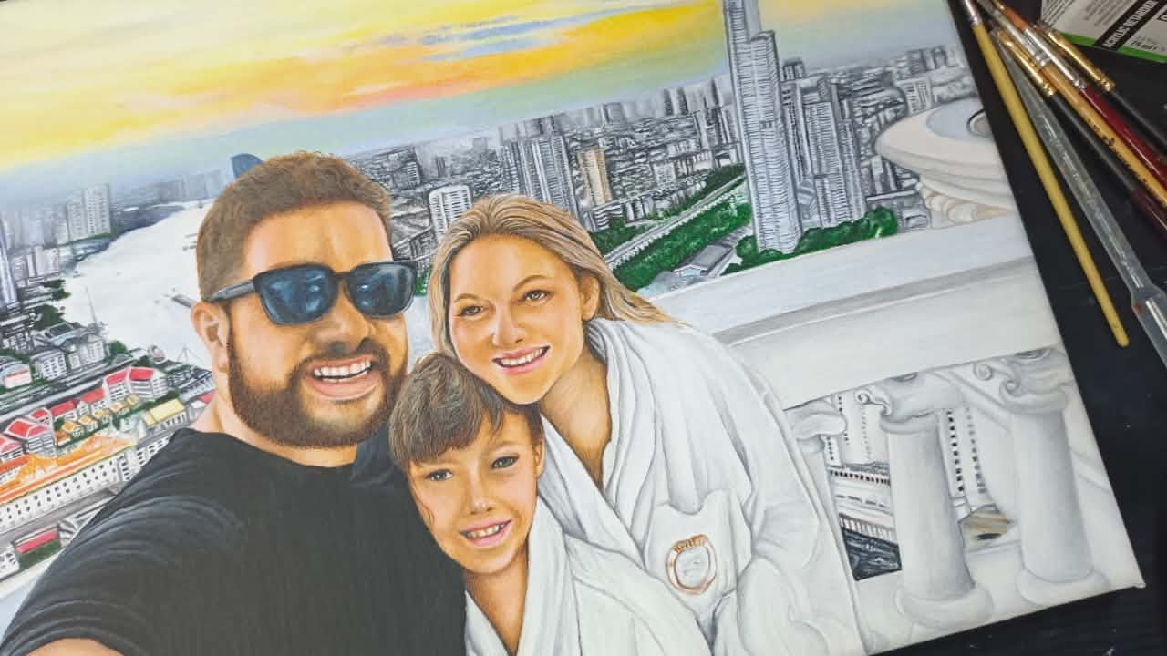 my new portrait artwork.acrylic painting technique.