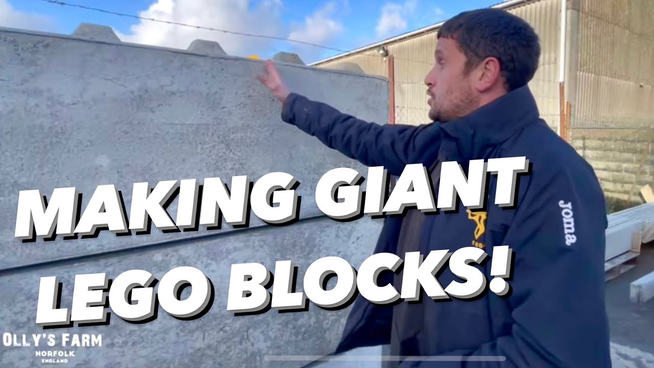 MAKING GIANT LEGO BLOCKS WITH ANDY! NEW CONCRETE WALL FOR THE FARM!