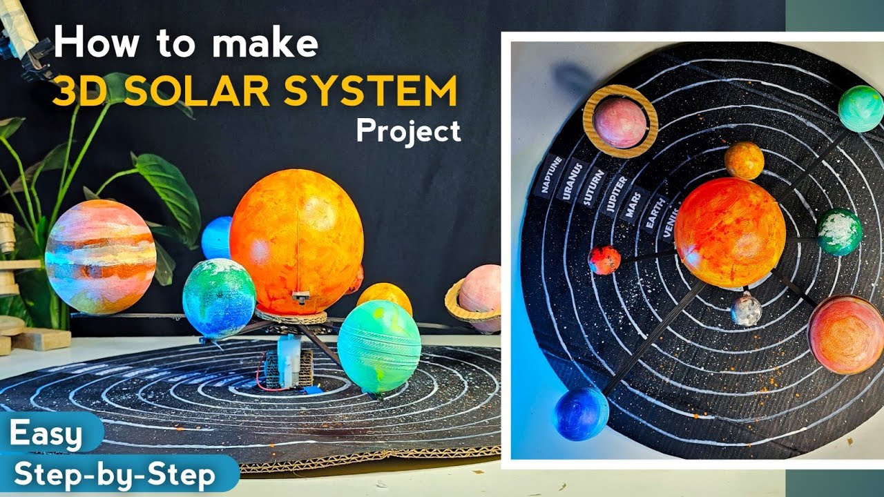DIY 3D Solar System Mobile with Cardboard | cardboard se Solar system kaise banaye #diy #art #craft