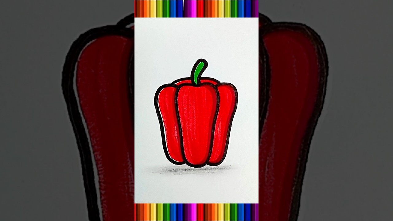 Easy Bell Pepper Drawing Tutorial 🍄🥦🥕 #drawing #trending #shorts