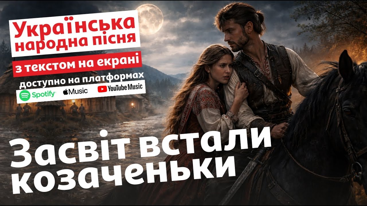 Засвіт встали козаченьки | Українська народна пісня з текстом на екрані