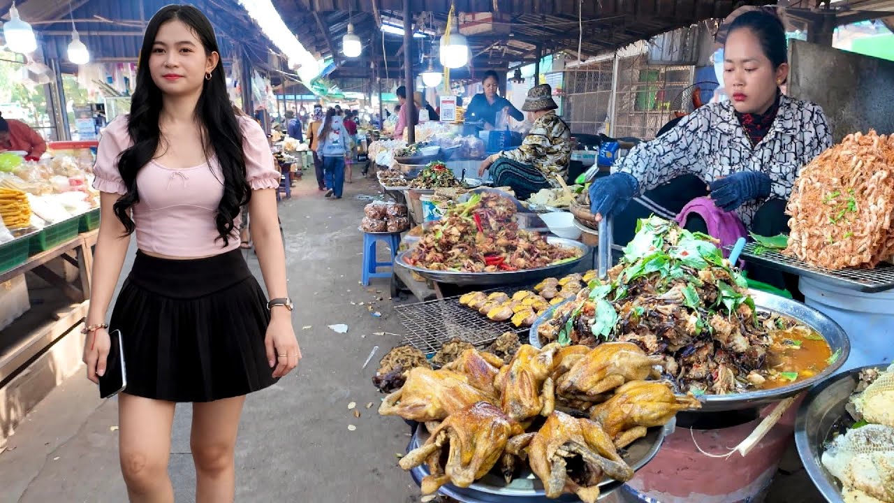 Best CAMBODIAN Street Food Tour 2026 - Walking Tour in Countryside Food Market, Udong Resort