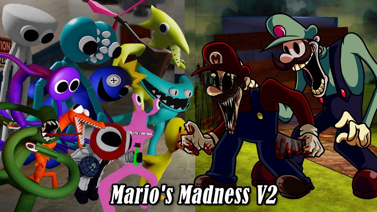 FNF Mario's Madness V2 x Rainbow Friends Chapter 2 Sing Friends To Your End - Friday Night Funkin'