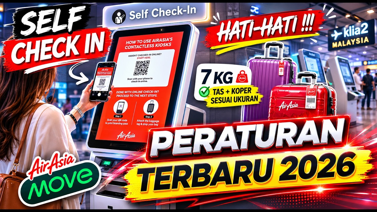 KLIA2 sudah bahaya, WAJIB Check In Bagasi sendiri (self checkin) AIRASIA di KIOSK KLIA2 TERBARU 2026