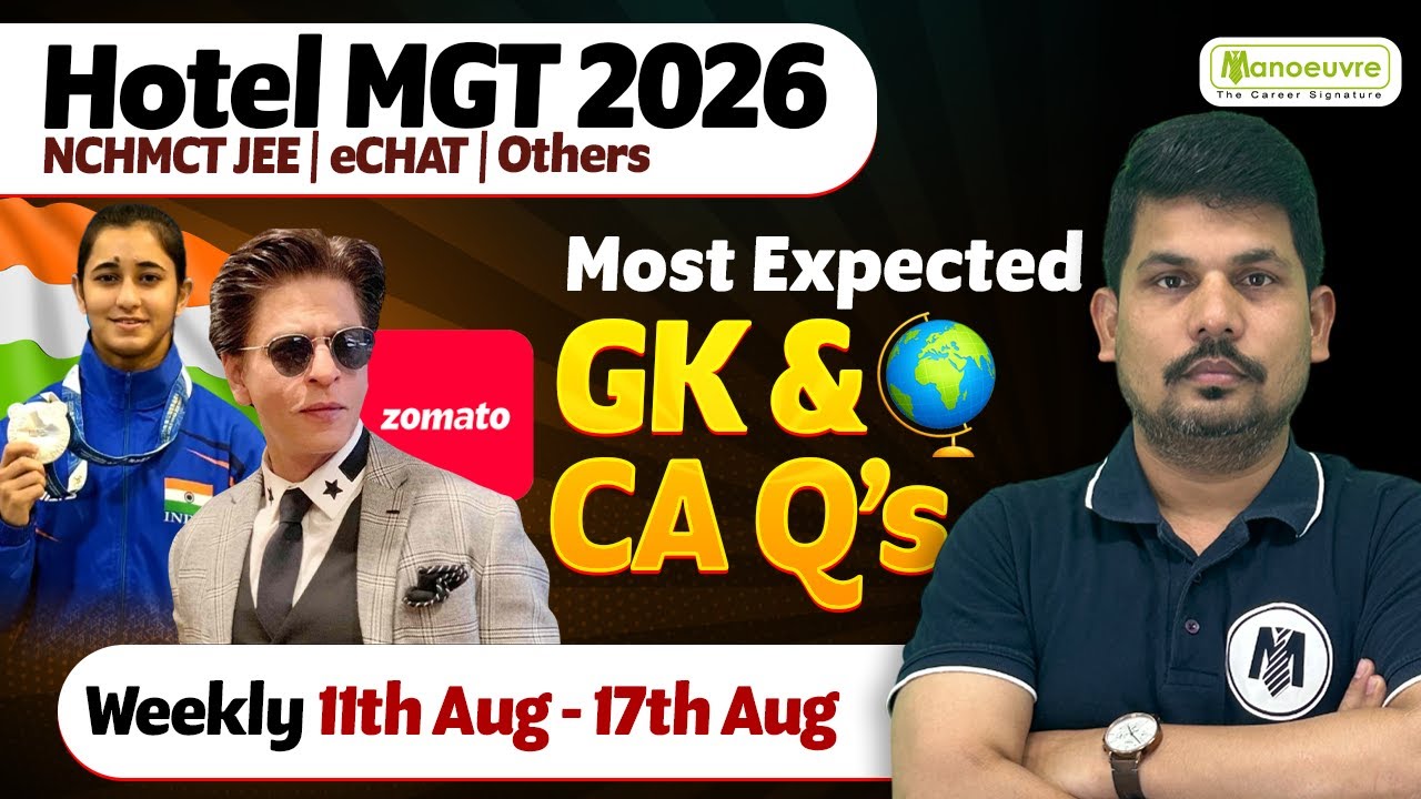 Hotel Management 2026 : NCHMCT JEE | Echat | Most Expected GK & Current Affairs Q's | Weekly GK