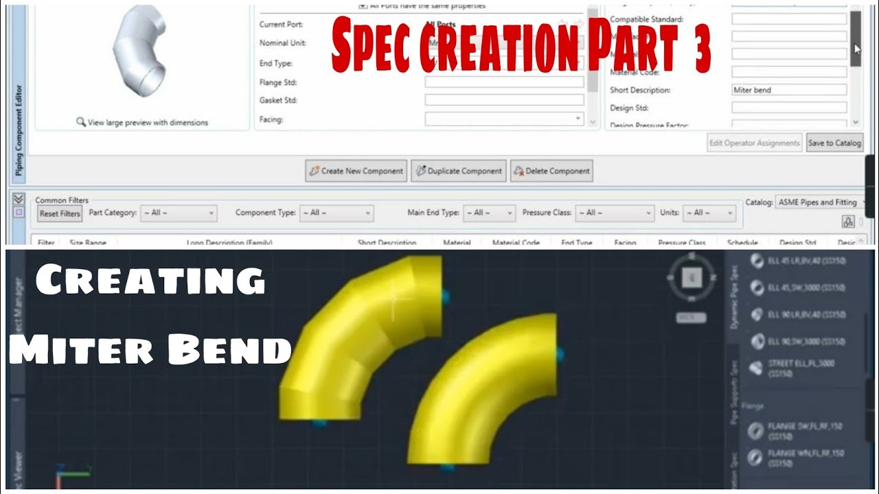 How to Create a Miter Bend Elbow | Plant3d Spec Tutorial Part 3