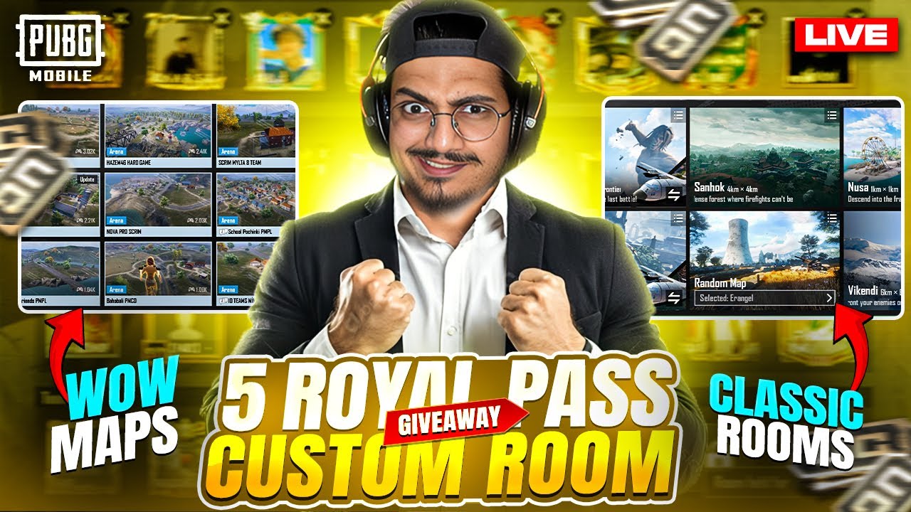 5 Royal Pass & UC Giveaway Custom Room - PUBG Mobile Live Stream💸
