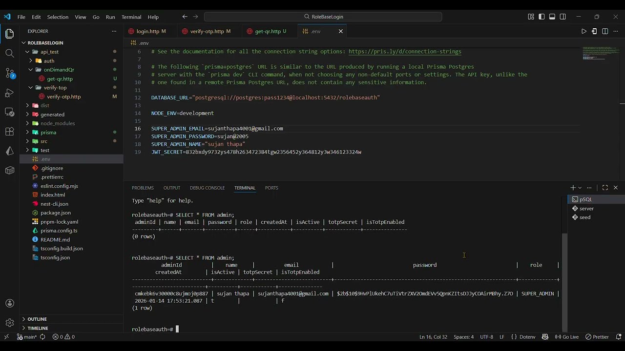 Run & Test NestJS Login with Credentials + TOTP – sujanthapa01