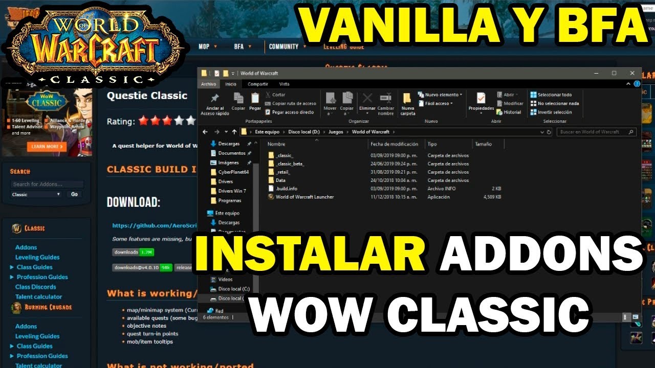 Como instalar Addons en WoW Classic y BFA
