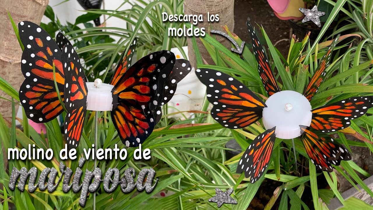 🦋 MOLINO de VIENTO en forma de MARIPOSA - MOLINILLO - REHILETE - Manualidades con BOTELLAS