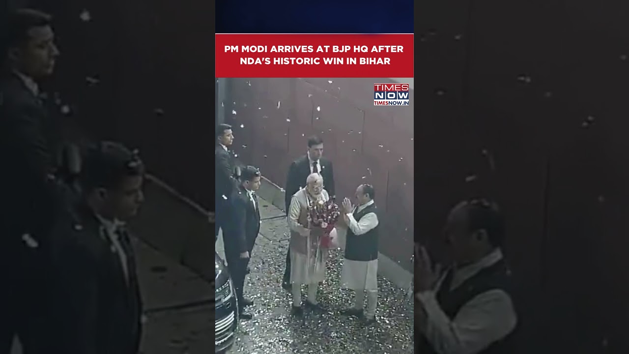 Bihar Election Result: PM Modi Arrives At BJP HQ With Grand Welcome After NDA's Historic Win 