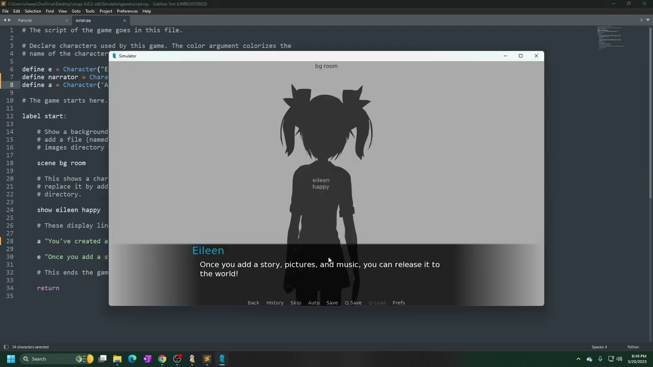 Ren'Py Sim Series Part 01: Installing and Set-up
