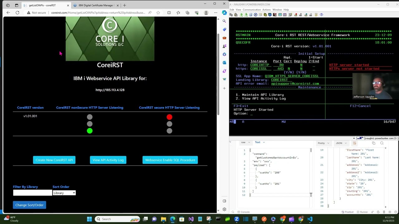 Setup an HTTP or HTTPs connection for CoreiRST