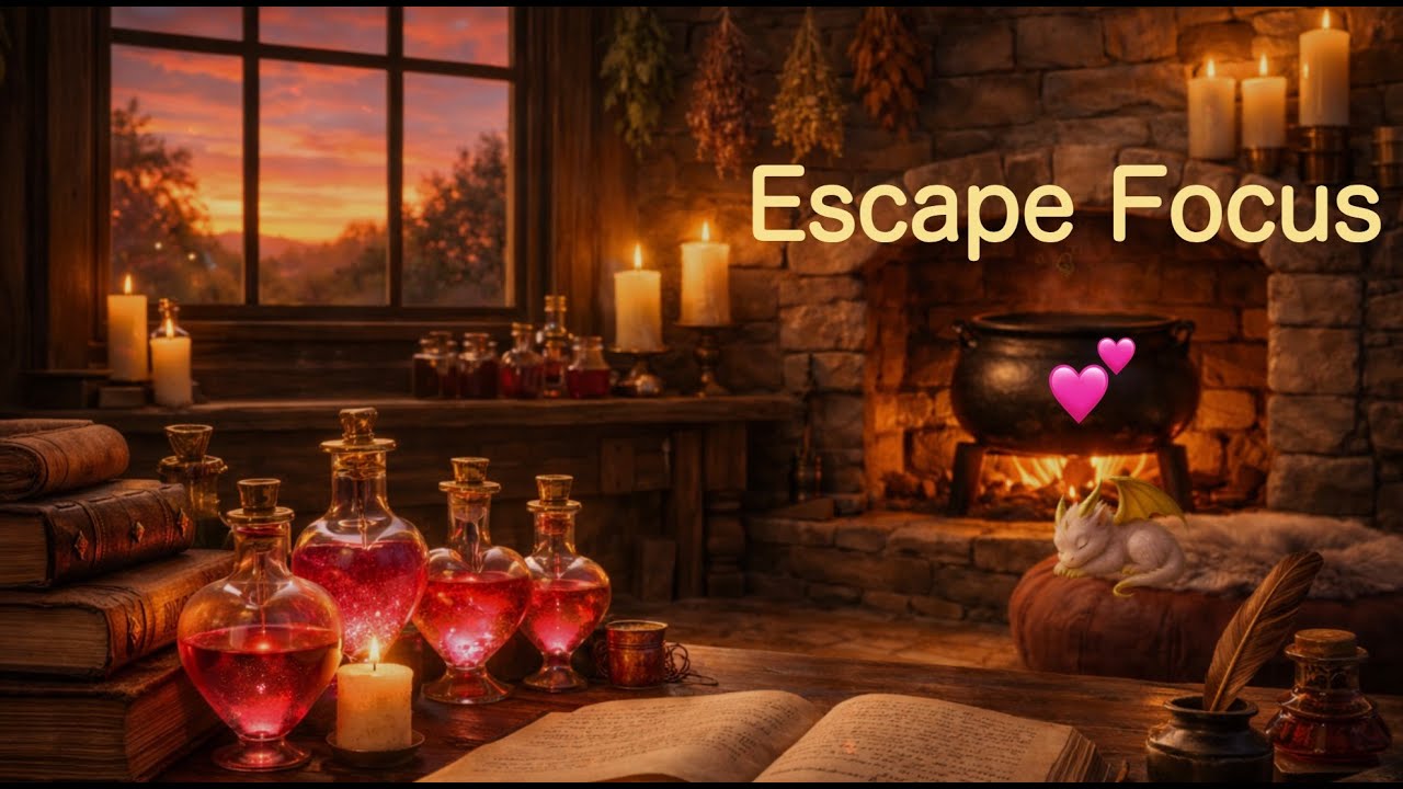 Escape Focus 🧙‍♀️💕 | Witch’s Love Potion Workshop | Cozy Focus & Magical Ambience 魔法」|Pomodoro 50-10