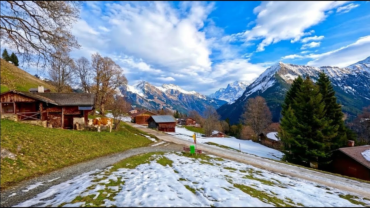 Walking Through Isenfluh, Switzerland 🇨🇭 | A Remote Alpine Village in Winter Above the Swiss Alps