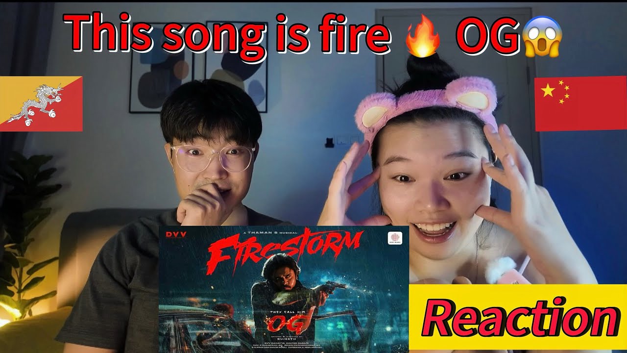 Foreign Couple React | They Call Him OG- Firestorm lyric video | Pawan Kalyan | Sujeeth | Thaman S 