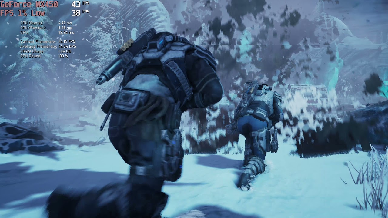 🎮 NVIDIA GeForce MX450 (GDDR6, 25W) - Gears 5 gameplay benchmarks (1080p)