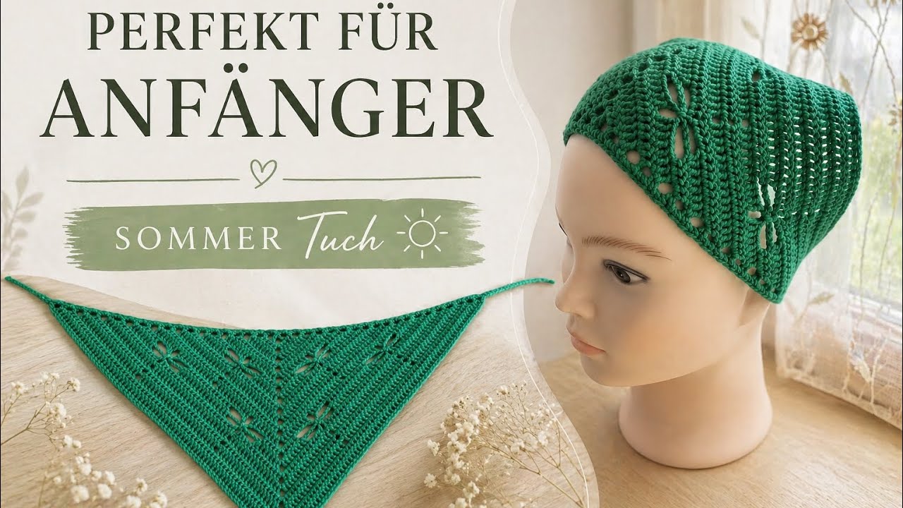 Dreieckstuch mit Libellen Häkeln | Sommer - Bandana | Dreieckstuch häkeln für Anfänger