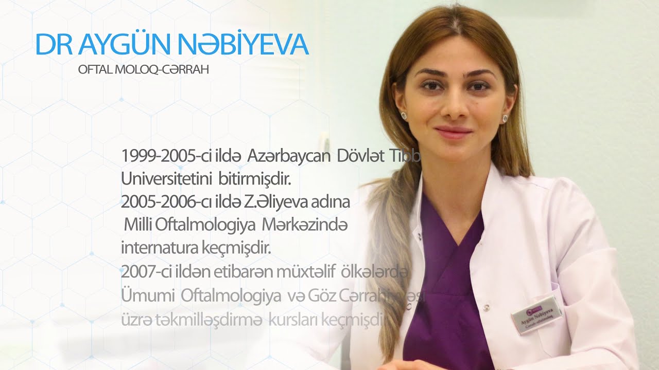 Dr. Aygun Nebiyeva. Oftalmoloq-cerrah. Goz xestelikleri.