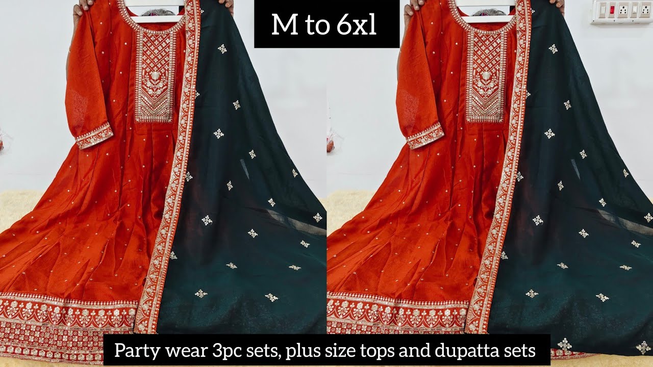 Party wear anarkali sets, kurtis , plus size tops and dupatta 