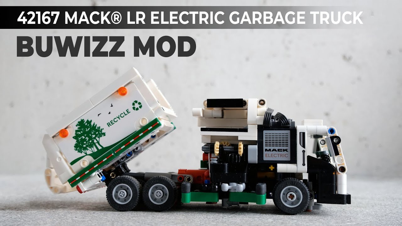 LEGO® Technic 42167 Mack® LR Electric Garbage Truck motorized with BuWizz Micro Motors