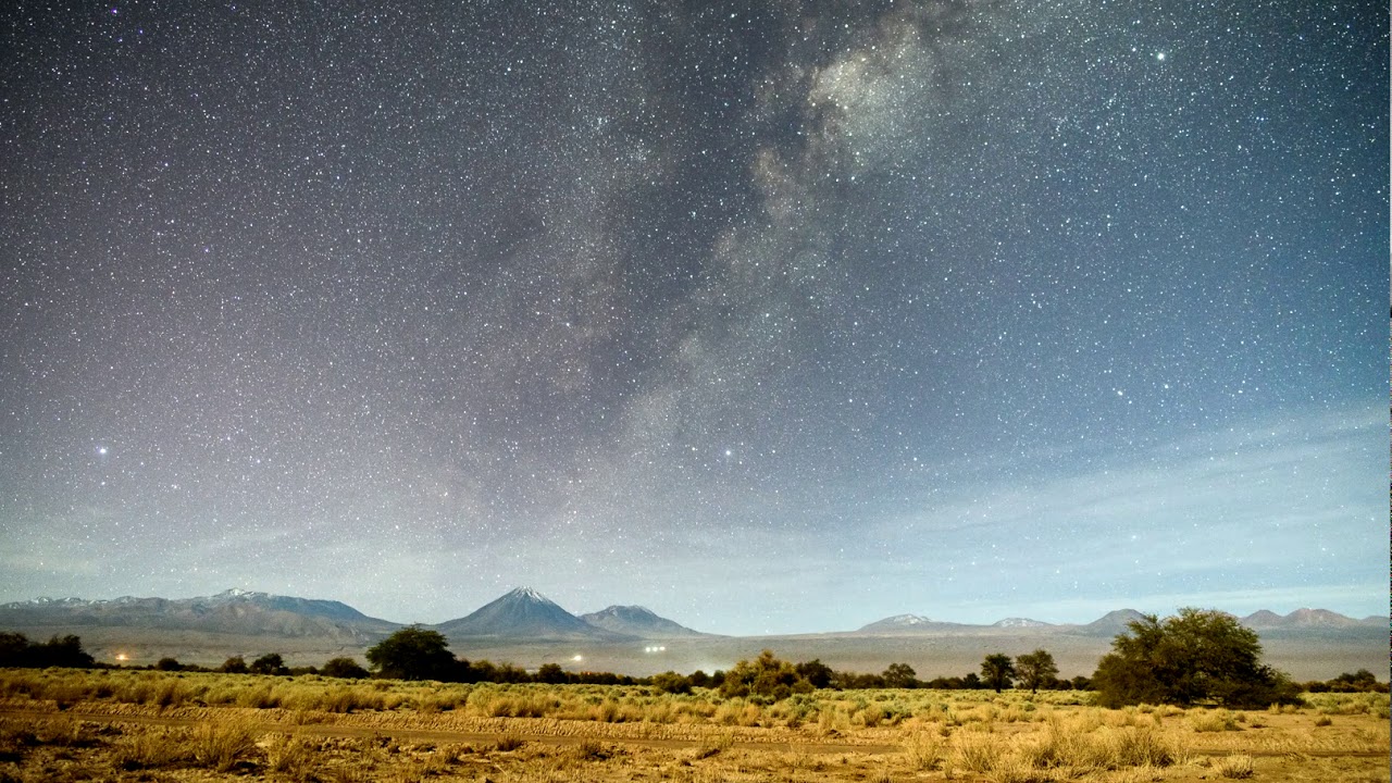 Time lapse of Milky Way rising over volcano Licancabur near Sand Pedro de Atacama, Chile