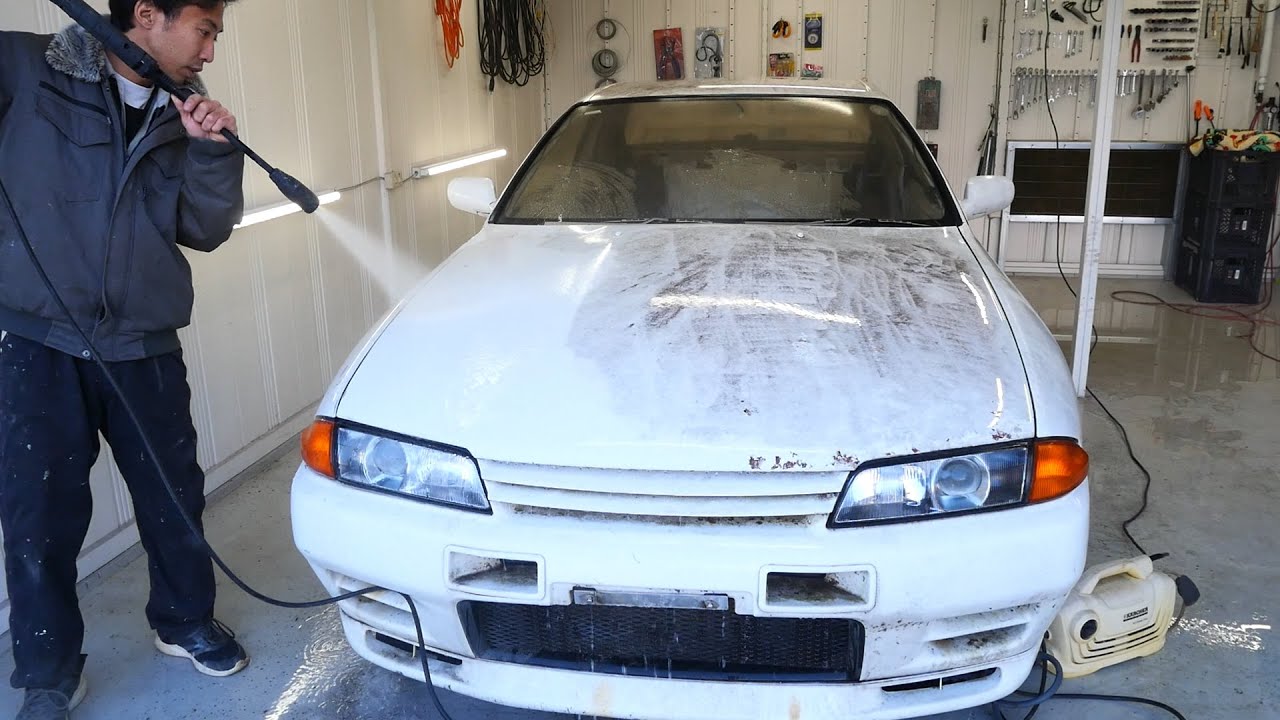 目も当てられないほど汚い18年放置の32GT-Rを洗車してみた！ついでに下回りもチェック！【#4 R32 GTR レストア】NISSAN BNR32 Restore