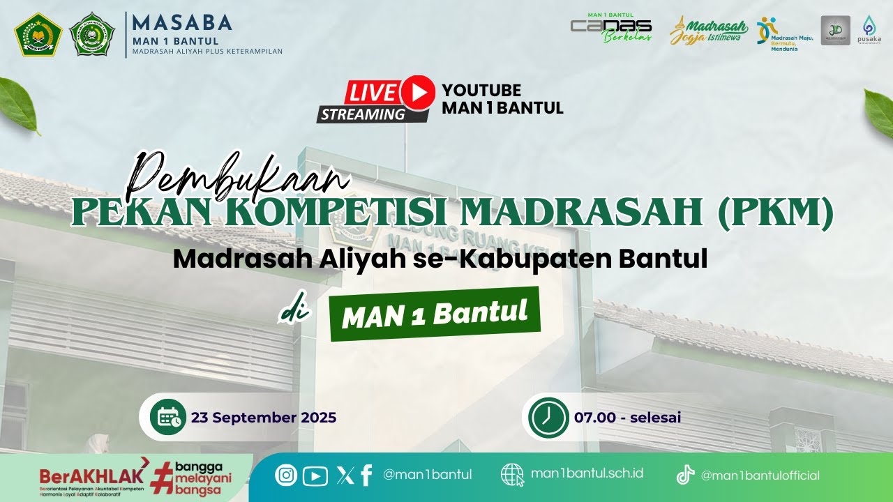 Pembukaan Pekan Kompetisi Madrasah (PKM) MA se-Kabupaten Bantul di MAN 1 Bantul 2025
