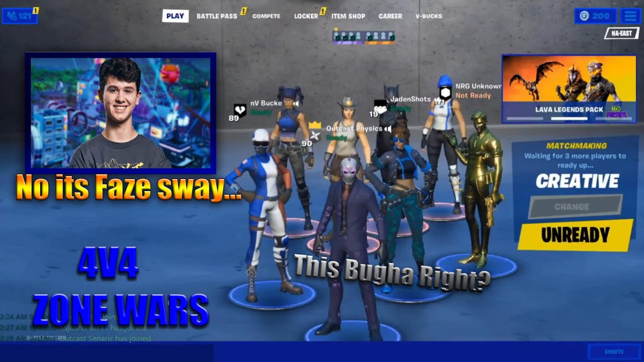 Bugha secretly invites Faze Sway to challenge Outcast Physics in 4v4 Zone Wars and this happened...