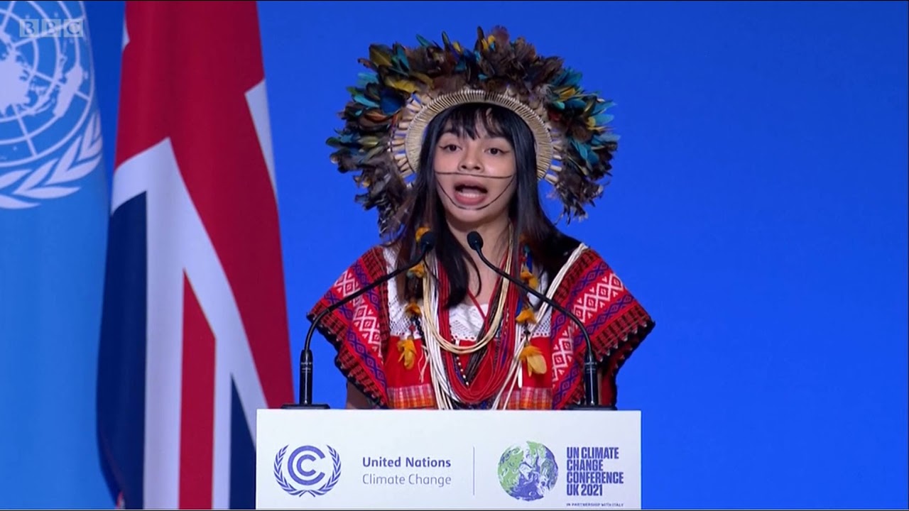 Txai Surui, indigenous leader from the Amazon rainforest, addresses COP 26