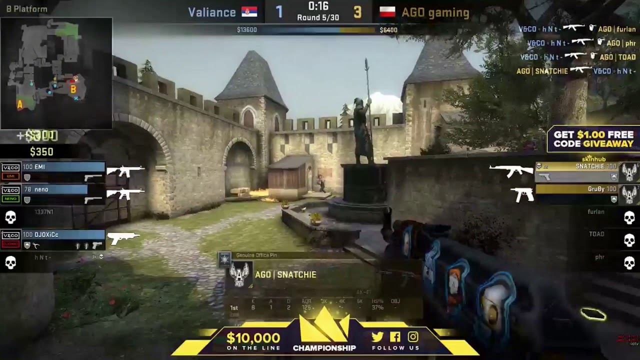 snatchie ACE with 1v3 clutch vs Valiance