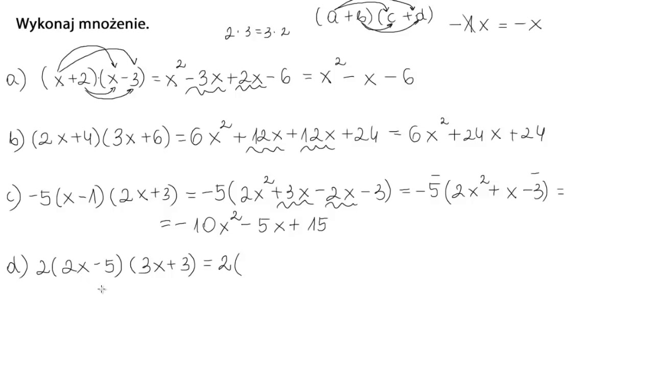 Mnożenie sum algebraicznych
