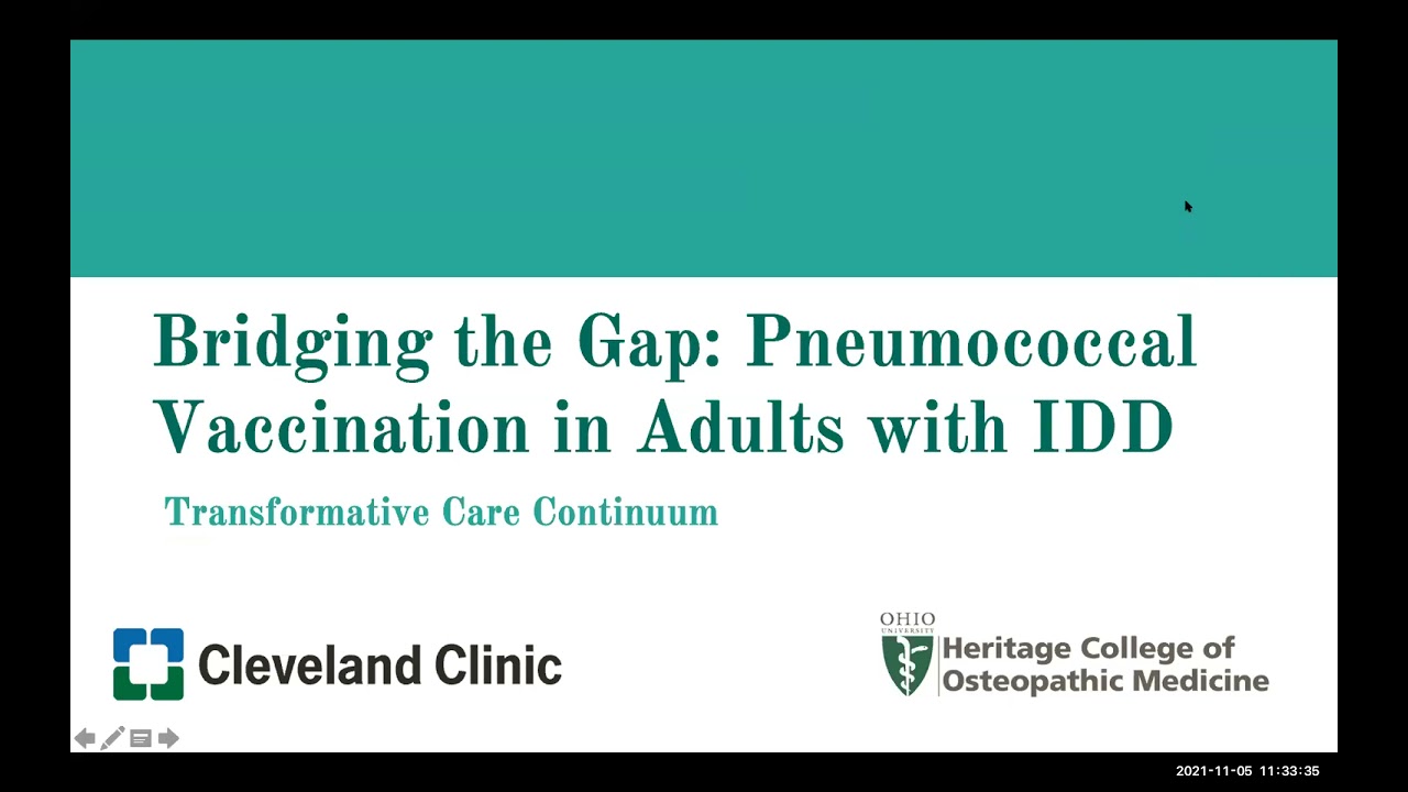 SESSION 22 @ 11:40 AM: Bridging the Gap: Pneumococcal Vaccination in Adults with I/DD