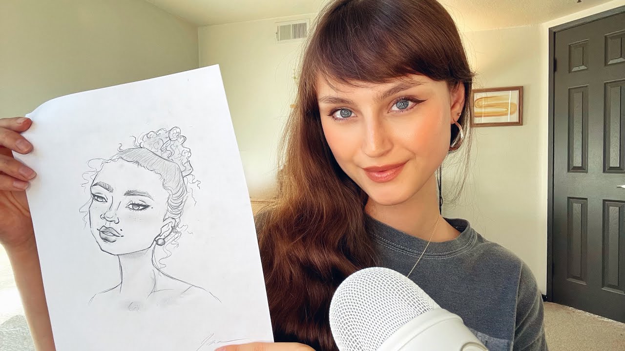 ASMR ~ Drawing & Gum Chewing (pencil & paper sounds, sketching)