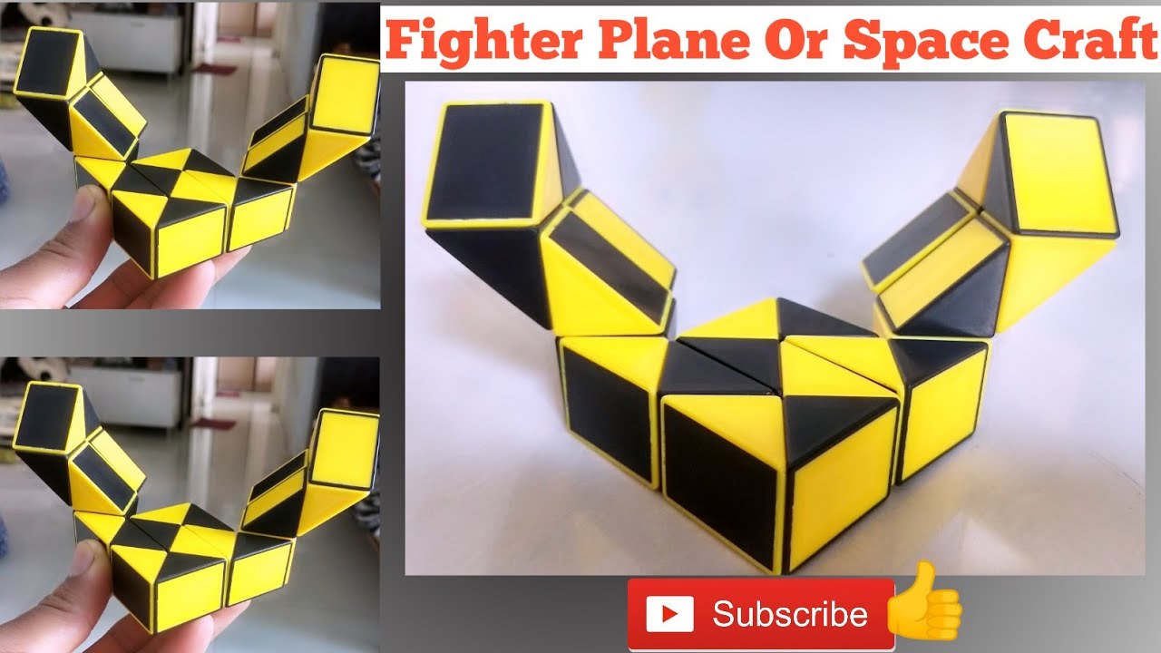 Smiggle snake puzzle or Rubik's twist 24 pieces or Snake Cube - Easy Fighter Plane Or Space Craft-3